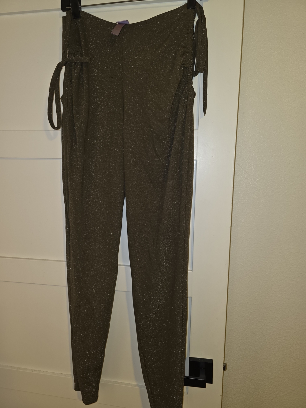 Savage X Fenty Olive Green Sparkle Side-Tie Skinny Pants